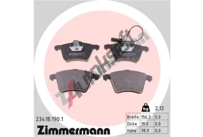 ZIMMERMANN Sada brzdových destiček - kotoučová brzda ZIM 23418.190.1, 23418.190.1 ZIMMERMANN Sada brzdových destiček - kotoučová brzda ZIM 23418.190.1, 23418.190.1