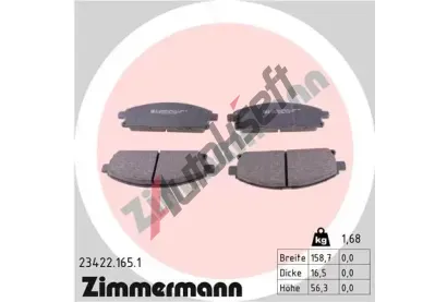 ZIMMERMANN Sada brzdovch destiek - kotouov brzda ZIM 23422.165.1, 23422.165.1