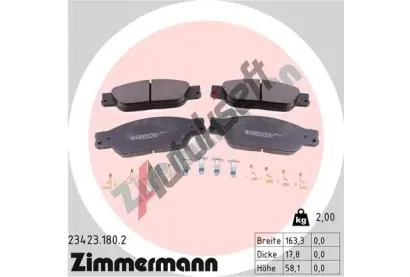 ZIMMERMANN Sada brzdovch destiek ZIM 23423.180.2, 23423.180.2