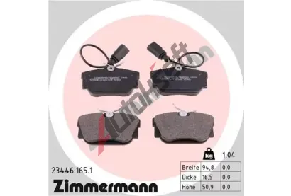 ZIMMERMANN Sada brzdovch destiek - kotouov brzda ZIM 23446.165.1, 23446.165.1