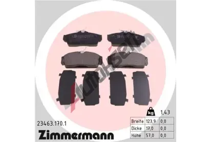 ZIMMERMANN Sada brzdových destiček - kotoučová brzda ZIM 23463.170.1, 23463.170.1 ZIMMERMANN Sada brzdových destiček - kotoučová brzda ZIM 23463.170.1, 23463.170.1