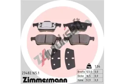 ZIMMERMANN Sada brzdových destiček - kotoučová brzda ZIM 23482.165.1, 23482.165.1 ZIMMERMANN Sada brzdových destiček - kotoučová brzda ZIM 23482.165.1, 23482.165.1