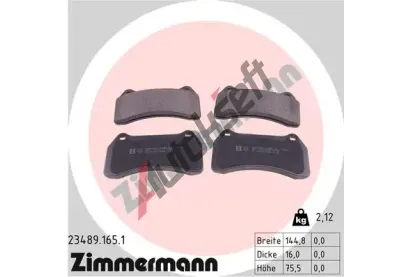 ZIMMERMANN Sada brzdových destiček ZIM 23489.165.1, 23489.165.1 ZIMMERMANN Sada brzdových destiček ZIM 23489.165.1, 23489.165.1