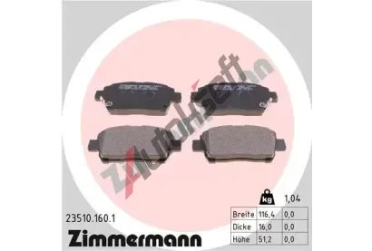 ZIMMERMANN Sada brzdovch destiek - kotouov brzda ZIM 23510.160.1, 23510.160.1