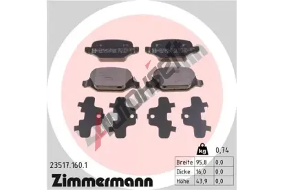 ZIMMERMANN Sada brzdovch destiek - kotouov brzda ZIM 23517.160.1, 23517.160.1