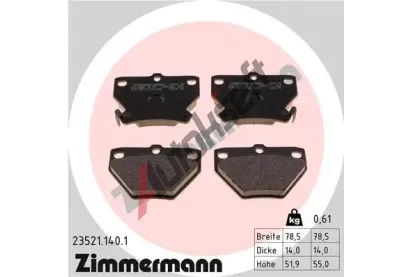 ZIMMERMANN Sada brzdových destiček - kotoučová brzda ZIM 23521.140.1, 23521.140.1  ZIMMERMANN Sada brzdových destiček - kotoučová brzda ZIM 23521.140.1, 23521.140.1