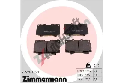 ZIMMERMANN Sada brzdovch destiek - kotouov brzda ZIM 23524.175.1, 23524.175.1