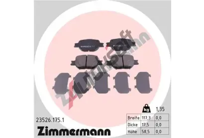 ZIMMERMANN Sada brzdovch destiek - kotouov brzda ZIM 23526.175.1, 23526.175.1