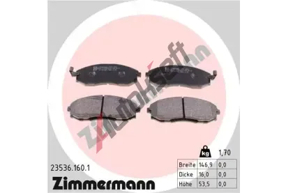 ZIMMERMANN Sada brzdovch destiek - kotouov brzda ZIM 23536.160.1, 23536.160.1