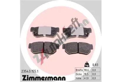 ZIMMERMANN Sada brzdovch destiek - kotouov brzda ZIM 23543.155.1, 23543.155.1