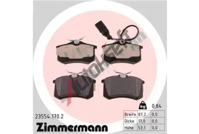 ZIMMERMANN Sada brzdovch destiek - kotouov brzda ZIM 23554.170.2, 23554.170.2