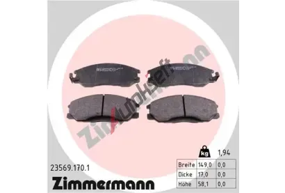 ZIMMERMANN Sada brzdov�ch desti�ek - kotou�ov� brzda ZIM 23569.170.1, 23569.170.1