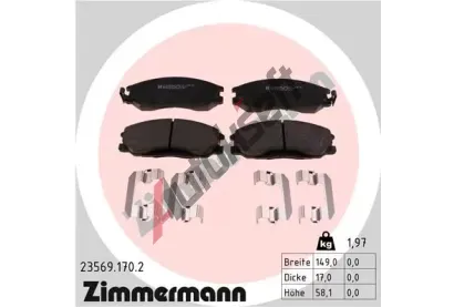 ZIMMERMANN Sada brzdovch destiek ZIM 23569.170.2, 23569.170.2