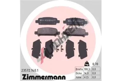 ZIMMERMANN Sada brzdových destiček - kotoučová brzda ZIM 23572.140.1, 23572.140.1  ZIMMERMANN Sada brzdových destiček - kotoučová brzda ZIM 23572.140.1, 23572.140.1