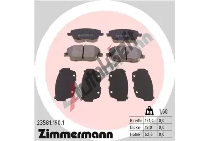 ZIMMERMANN Sada brzdovch destiek - kotouov brzda ZIM 23581.190.1, 23581.190.1