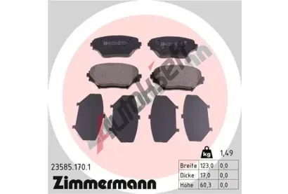 ZIMMERMANN Sada brzdovch destiek - kotouov brzda ZIM 23585.170.1, 23585.170.1