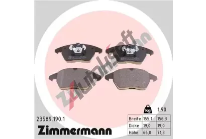 ZIMMERMANN Sada brzdovch destiek - kotouov brzda ZIM 23589.190.1, 23589.190.1