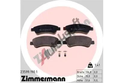 ZIMMERMANN Sada brzdovch destiek - kotouov brzda ZIM 23599.190.1, 23599.190.1