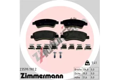 ZIMMERMANN Sada brzdovch destiek ZIM 23599.190.2, 23599.190.2