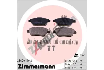 ZIMMERMANN Sada brzdovch destiek ZIM 23600.190.2, 23600.190.2