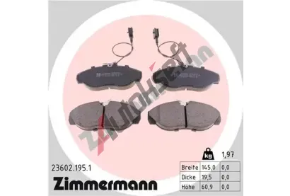 ZIMMERMANN Sada brzdovch destiek - kotouov brzda ZIM 23602.195.1, 23602.195.1