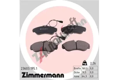 ZIMMERMANN Sada brzdovch destiek - kotouov brzda ZIM 23603.195.1, 23603.195.1
