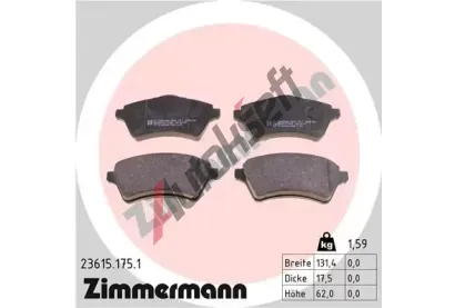 ZIMMERMANN Sada brzdovch destiek - kotouov brzda ZIM 23615.175.1, 23615.175.1