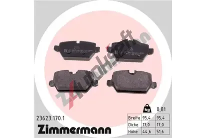 ZIMMERMANN Sada brzdovch destiek - kotouov brzda ZIM 23623.170.1, 23623.170.1