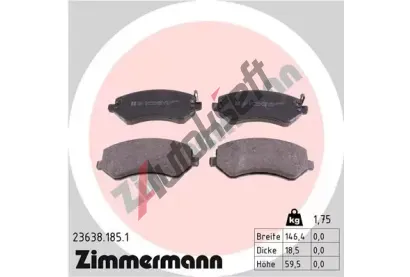 ZIMMERMANN Sada brzdovch destiek - kotouov brzda ZIM 23638.185.1, 23638.185.1