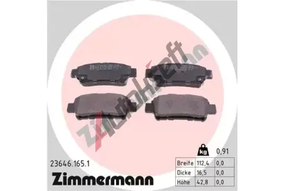 ZIMMERMANN Sada brzdovch destiek kotouov brzdy ZIM 23646.165.1, 23646.165.1