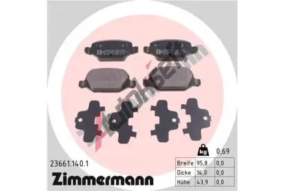 ZIMMERMANN Sada brzdovch destiek kotouov brzdy ZIM 23661.140.1, 23661.140.1