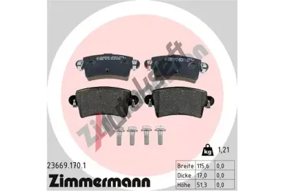 ZIMMERMANN Sada brzdových destiček - kotoučová brzda ZIM 23669.170.1, 23669.170.1  ZIMMERMANN Sada brzdových destiček - kotoučová brzda ZIM 23669.170.1, 23669.170.1