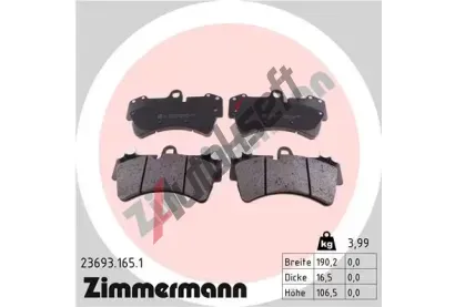 ZIMMERMANN Sada brzdovch destiek - kotouov brzda ZIM 23693.165.1, 23693.165.1