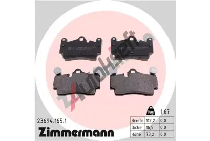 ZIMMERMANN Sada brzdovch destiek - kotouov brzda ZIM 23694.165.1, 23694.165.1