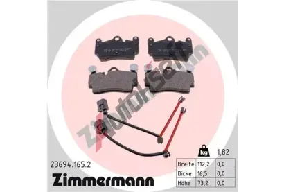 ZIMMERMANN Sada brzdovch destiek kotouov brzdy ZIM 23694.165.2, 23694.165.2