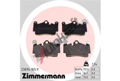 ZIMMERMANN Sada brzdovch destiek - kotouov brzda ZIM 23694.165.9, 23694.165.9