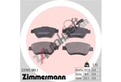 ZIMMERMANN Sada brzdovch destiek - kotouov brzda ZIM 23705.180.1, 23705.180.1