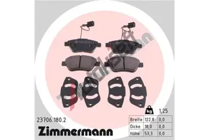 ZIMMERMANN Sada brzdovch destiek - kotouov brzda ZIM 23706.180.2, 23706.180.2