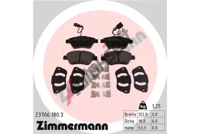 ZIMMERMANN Sada brzdovch destiek ZIM 23706.180.3, 23706.180.3