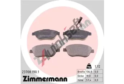 ZIMMERMANN Sada brzdovch destiek - kotouov brzda ZIM 23708.190.1, 23708.190.1