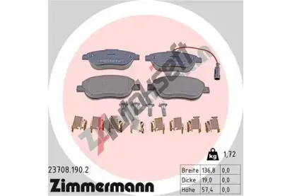 ZIMMERMANN Sada brzdovch destiek ZIM 23708.190.2, 23708.190.2