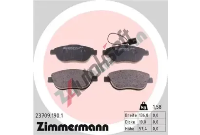 ZIMMERMANN Sada brzdovch destiek - kotouov brzda ZIM 23709.190.1, 23709.190.1