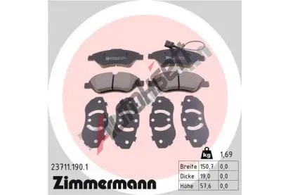 ZIMMERMANN Sada brzdovch destiek - kotouov brzda ZIM 23711.190.1, 23711.190.1