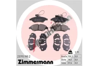 ZIMMERMANN Sada brzdovch destiek - kotouov brzda ZIM 23711.190.2, 23711.190.2