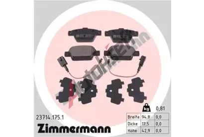 ZIMMERMANN Sada brzdovch destiek - kotouov brzda ZIM 23714.175.1, 23714.175.1