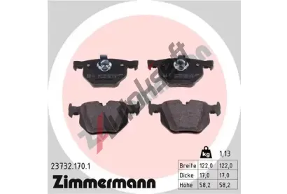 ZIMMERMANN Sada brzdovch destiek - kotouov brzda ZIM 23732.170.1, 23732.170.1