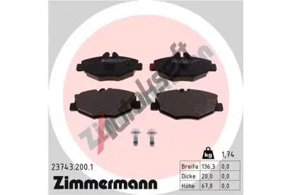 ZIMMERMANN Sada brzdových destiček - kotoučová brzda ZIM 23743.200.1, 23743.200.1  ZIMMERMANN Sada brzdových destiček - kotoučová brzda ZIM 23743.200.1, 23743.200.1