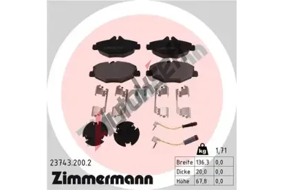 ZIMMERMANN Sada brzdových destiček kotoučové brzdy ZIM 23743.200.2, 23743.200.2  ZIMMERMANN Sada brzdových destiček kotoučové brzdy ZIM 23743.200.2, 23743.200.2