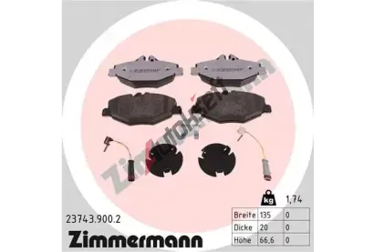 ZIMMERMANN Sada brzdových destiček rd:z ZIM 23743.900.2, 23743.900.2 ZIMMERMANN Sada brzdových destiček rd:z ZIM 23743.900.2, 23743.900.2
