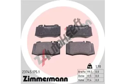 ZIMMERMANN Sada brzdových destiček - kotoučová brzda ZIM 23745.175.1, 23745.175.1  ZIMMERMANN Sada brzdových destiček - kotoučová brzda ZIM 23745.175.1, 23745.175.1